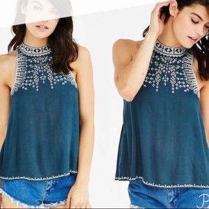 Urban Outfitters Embroidered Halter Tank